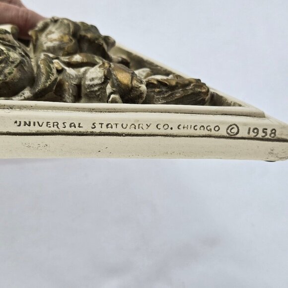 Vintage Universal Statuary Co 1958 Set of 2 Chalkware Floral Wall Hangings - Picture 5 of 16